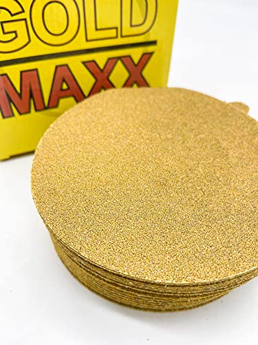זהב Maxx Premium 6 דיסקי מלטש PSA זהב - 40 חצץ - נייר גב אחורי דביק דביק לעצמו לדה סנדר, מסיים שוחקים גסים - רכב
