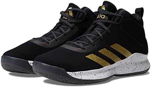 Adidas Cross Em למעלה 5 נעל כדורסל, שחור/זהב מתכתי/לבן, US Unisex big_kid