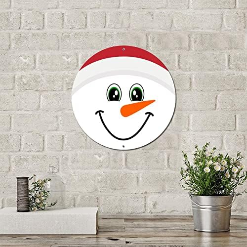 חג המולד של שלג שמח חיוך פנים פנים וינטג 'עגול שלט מתכת מעגל מתכת אמנות הדפסים שלט לוחית כפרי פאב בר שלט פלאק