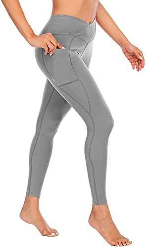 מכנסי יוגה בעלי מותניים גבוהים של Bblulu עם כיסים, עטוף את המותניים המותניים שליטה בטן שליטה ללא