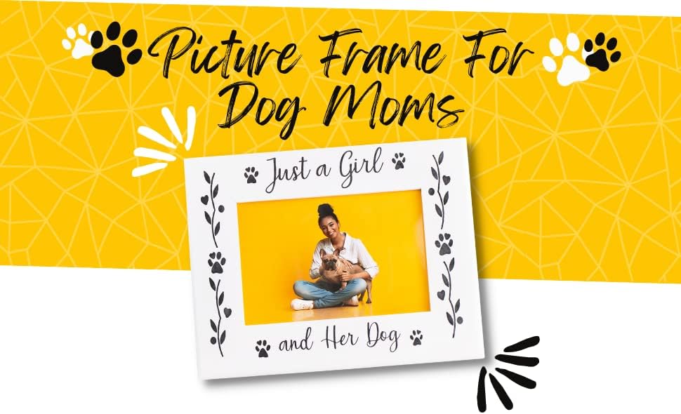 מתנות מסגרת תמונה של סחורה חרדל מתנות לאוהבי כלבים, מסגרת תמונה של כלב שחור ולבן עץ, החזק תמונה
