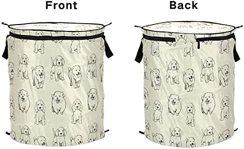 כלבים חמודים פוסק כביסה עם סל אחסון מתקפל מכסה תיק כביסה מתקפל לפיקניקים קמפינג