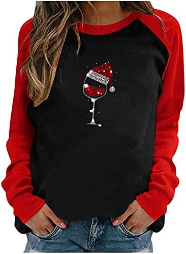 חולצות חג מולד שמח של נרהברג, נשים בייסבול שרוול ארוך טלאי טי סווטשירטים סוודר סוודר גרפי חמוד צמרות