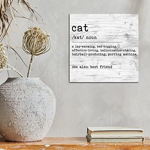 זרעי ליטלגרוב שלט עץ הגדרת חתול הגדרת טיפוגרפיה עץ לוח עץ מצחיק ציטוט קיר קיר קיר כפרי קישוטי קיר לסלון קיר
