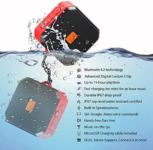 TEK STYZ IPX7 רמקול תואם לעידן ה- XOLO שלך עם זמן משחק אטום למים, מקורה, חיצוני נסיעה 1500