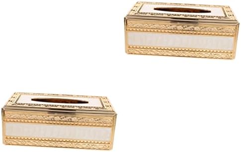 CABILOCK 2PCS קופסא משובצת זהב וירד קופסת רקמות מתקן מגבות מגבות נייר דקורטיבי מחזיק מפיות מפיתות לבית קופסת