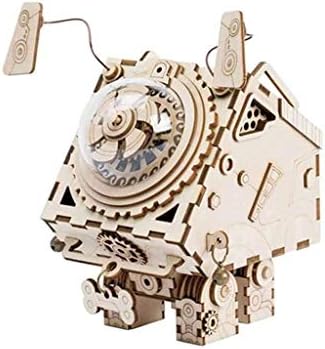 XJJZS תיבת מוסיקה עץ שעון שעון דגם כלב קופסת מוסיקה, מתנות חדשניות מוסיקה לקישוט הבית של רובוט מכני