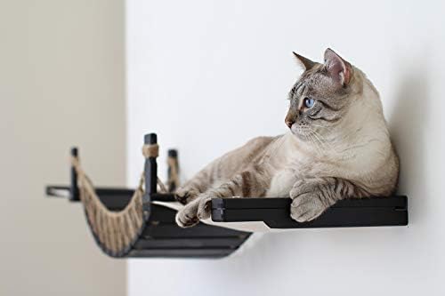 קטסטרופיזציה של חתול גשר חתול רכוב על קיר משחק וטרקלין צעצוע עץ חתול עם כסא בד לחיות מחמד