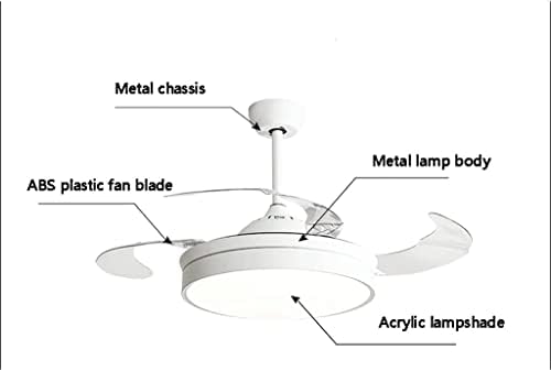 Ventilador de Techo אור מאוורר בלתי נראה, מאוורר תקרה מודרני עם מאוורר LED אור נשלף למאווררי תקרת סלון עם