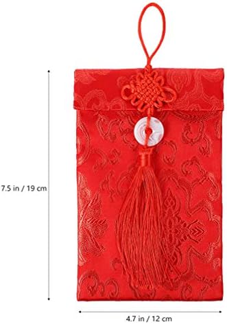 כיס ארנק משי אדום מעטפות סיני הונג באו חגיגי אדום מתנה מעטפות מזל כסף רקמת מעטפת עם קשר ציצית עבור 2021 אביב