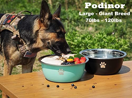 פודינור 170 עוז/1.3 ליטר / 21 כוסות קערות מים לכלבים לכלבים גדולים במיוחד-קערת מזון לכלבים ממתכת נירוסטה