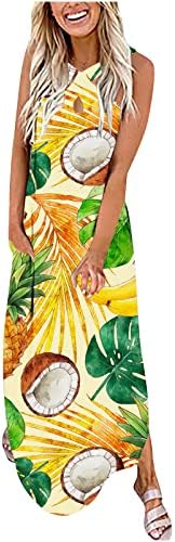 שמלת בוהמי של Ymadreig קיץ לנשים שמלת האלטר של הנתיב שמלת מקסי ללא שרוולים מזדמנים שמלת הוואי קו עם כיס