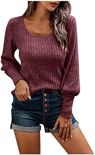 סוודר חורפי לנשים סוודרים בצבע אחיד נוח חם סוודרים סוודר שרוול ארוך צוואר צוואר צווארון סווטשירט