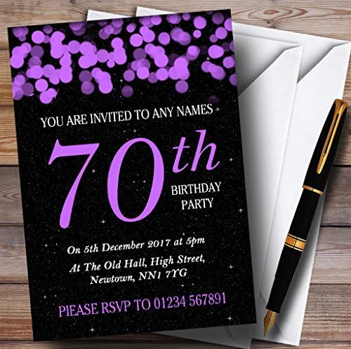 סגול בוקה וכוכבים 70 הזמנות למסיבת יום הולדת בהתאמה אישית