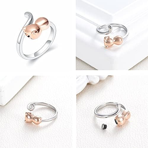 Heeqing AE312 1 PCS טבעת תכשיטים לתכשיט לאפר מחזיק טבעות כד חתול חמוד מתכוונן למזכרת זיכרון לזכר