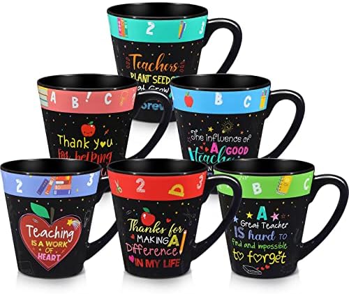 ניוטיי 6 חתיכות תודה מורה מתנות ספל מורה טרה קוטה קפה כוס עידוד מורה כוס מצחיק מורים מתנות מורה