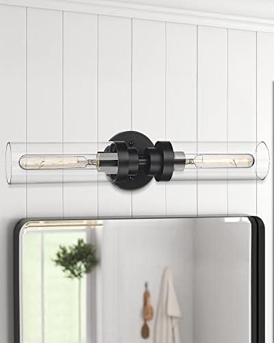 אמק 2 אור שחור יהירות אורות לאמבטיה, 22 אינץ אמבטיה אור גופי מודרני קיר פמוטים עם ברור זכוכית צל לאמבטיה, חדר