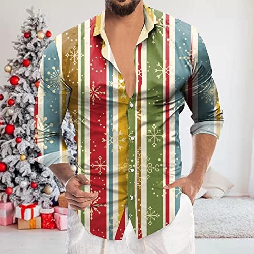 ZDFER חג המולד גברים מזדמנים חולצות עם שרוול ארוך שרוול ארוך חולצה חידוש צוואר מצחיק סנטה קלאוס