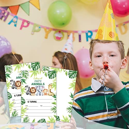 בעלי חיים כרטיסי הזמנה ליום הולדת, ג'ונגל ספארי מסיבת יום הולדת הזמנה, ציוד חגיגת מסיבות בג'ונגל