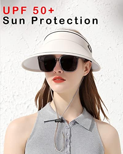 הגנת UV של נשים קמסטיות עמידות לרוח רחבה כובע מגן השמש