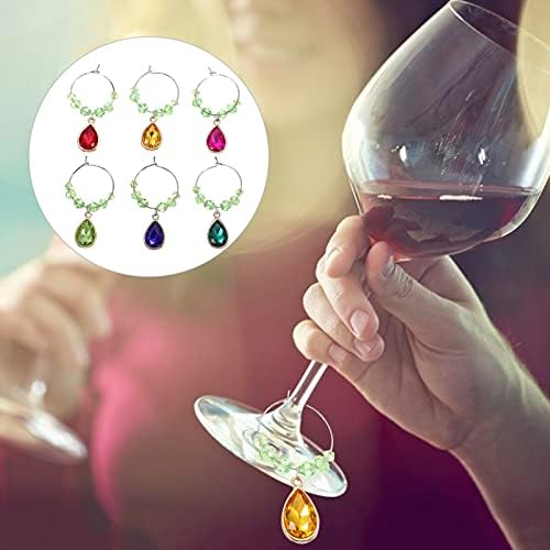 6 יחידות קריסטל יין קסמי לשתות סמני יין זכוכית טבעות תגיות למסיבה, חתונה, איסוף, טובות קישוט ואספקה