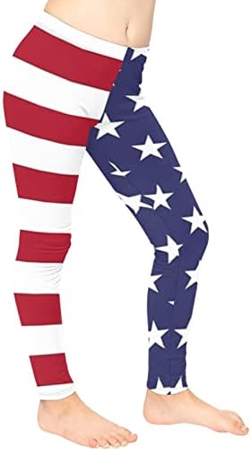 WANYINT דגל אמריקאי הדפס בנות בנות חותלות כחול אדום פס מכנסיים אתלט
