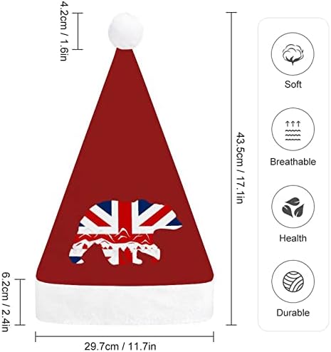 בריטי דגל דוב הר חג המולד כובע סנטה כובע עבור יוניסקס מבוגרים נוחות קלאסי חג המולד כובע עבור מסיבת