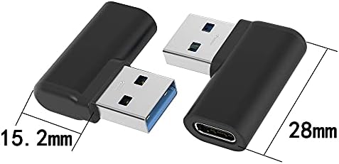 RGZHIHUIFZ USB C נקבה ל- USB מתאם זכר זווית ימנית, USB C ל- USB 3.0 מתאם, 90 מעלות USB C ל-