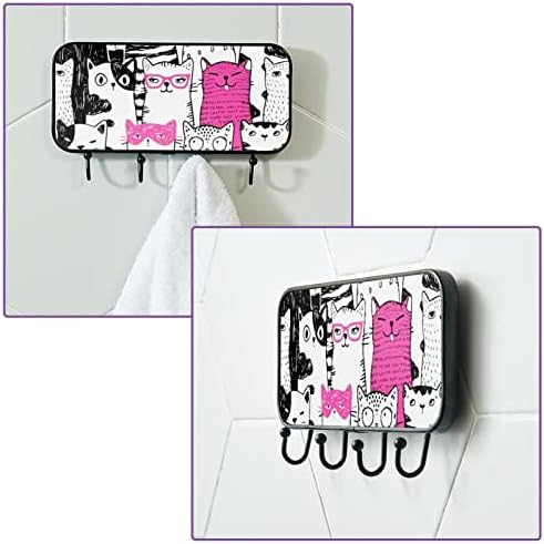 מחזיק מגבות קיר קיר רכוב מגבת מתלה אמבטיה תפאורה חלוקת חלוק בגדים בגדים חתולים חמודים מארגן