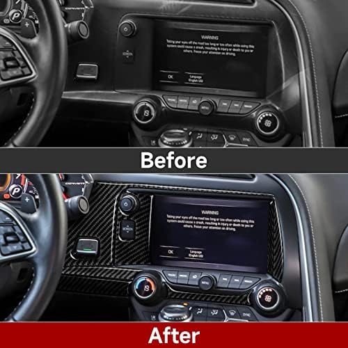 עבור Corvette C7 CAR Control Control Multimedia Panel מדבקה מדבקות סיבי פחמן לקצץ פנים לכסות עבור שברולט