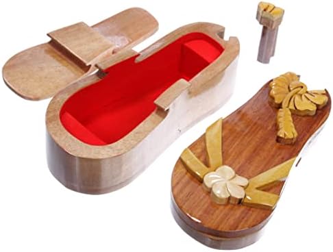 צורת נעליים מעץ בעבודת יד קופסת פאזל תכשיטים סודיים - סנדל