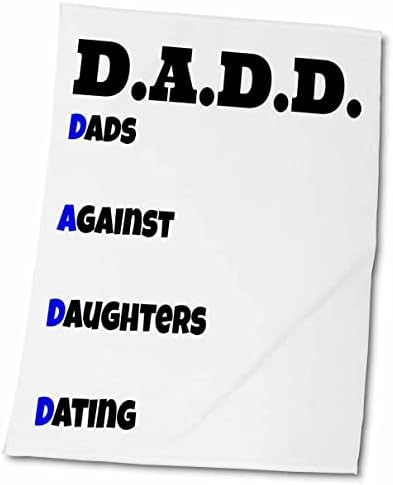3DROSE DADD, אבות נגד בנות היכרויות, אותיות כחולות על רקע לבן - מגבות