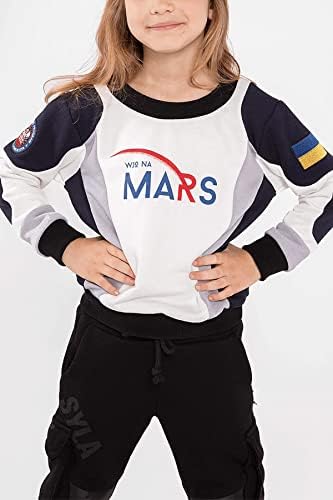 Aviatsiya Halychyny Kid's Cotton Crewneck Stepshirt סוודר שרוול ארוך לבנים לחוקרי חלל