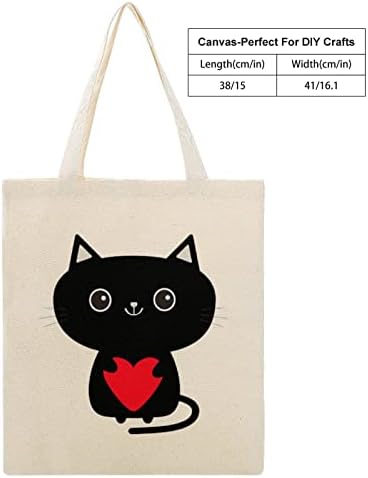 תיק קנבס של חתול שחור תיק שימוש חוזר לתיק קניות מכולת לתיק כתף לנסיעות משרדיות