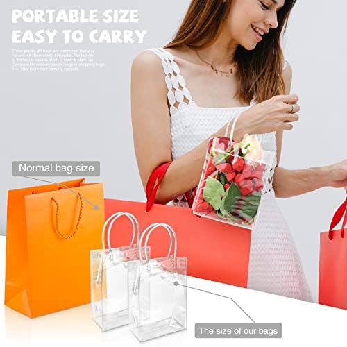 18 חבילה ברור פלסטיק מתנת שקיות עם ידית,לשימוש חוזר פלסטיק מתנה לעטוף לשאת שקיות עבור קניות הקמעונאי טובים