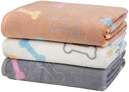 דונו 1 חבילה 3 שמיכות כלבים לכלבים קטנים, דפוס הדפסת כפה רך רך שמיכת חיית מחמד שמיכה מחצלת שינה חמה, מחצלת