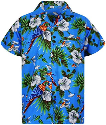 חולצה הוואי פאנקי גברים קצרים קדמים קדמי כיס הוואי-הדפס דובדבן דובדבן פרחי מסיבת דובדבן
