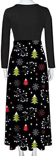 שמלת נשים Ruziyoog לחג המולד שרוול ארוך רופפת שמלת מקסי ארוכה 2022 אופנה סנטה קלאוס שמלות קוקטייל גרפיות