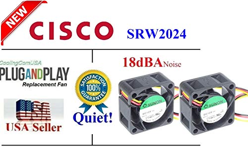 2x מחליפי סונון החלפה שקטה 2x תואמים ל- Cisco Linksys SR2024, SRW, SRW2024 ו- SRW248G4 מתגים