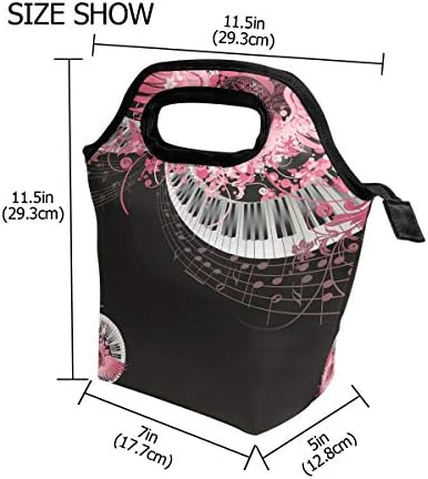 מוסיקה פסנתר הערות כנפי הצהריים תיק צידנית תיק מבודד רוכסן קופסות ארוחת צהריים תיק עבור בחוץ בית ספר משרד