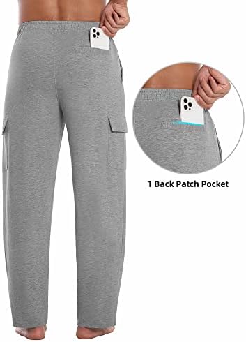 מכנסי טרנינג מטען של Runhit מכנסי יוגה כותנה מכנסיים פתוחים של טרקלין אתלטי פתוח עם כיסים עם כיסים