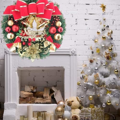 זר חג המולד לדלת הכניסה, קישוטי עץ חג המולד, זל חג המולד מלאכותי תלוי, פעמון ， חרוטים אורנים, פירות