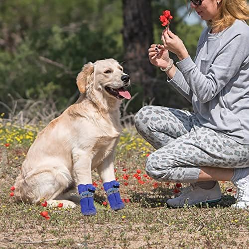 VEFSU 2 זוגות מגפי כלבים מחליקים מגני כפות נעליים עם כלבים רכים עם רצועות אביזרים לאספקת חיות מחמד
