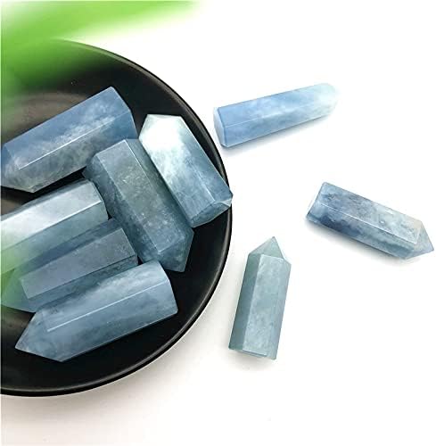 Ertiujg husong312 4pc כחול טבעי אקוומרין קוורץ גביש פוינט מגדל צ'אקרה ריפוי חן חן אבן עיצוב בית אבנים טבעיות ומינרלים