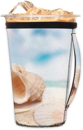 ים פגז כוכב ים חוף אייס קפה שרוול עם ידית, לשימוש חוזר ניאופרן מבודד קפה כיסוי כוס מחזיק עבור חם קר