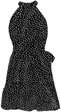 נשים מקרית שמלות 2023 קיץ בוהו מנוקדת הלטר צוואר שרוולים מיני זורם נדנדה חוף שמלה