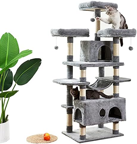 חתול מגדל, 67 סנטימטרים רב-רמת חתול עץ, חתול טיפוס עץ עם סיסל-מכוסה מגרד הודעות, מרופד פלטפורמה, ערסל