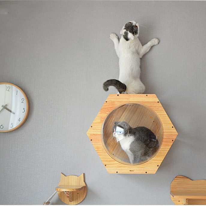 קיר רכוב חתול טיפוס מסגרת חתול עץ חתול צעצוע קפסולת חלל לשחק בית מערת חתלתול צעצוע מיטת עץ לחיות