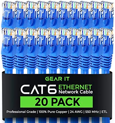 GEARIT CAT 6 כבל Ethernet 10 FT - כבל תיקון CAT6, כבל תיקון CAT 6, כבל CAT6, כבל CAT 6, כבל אתרנט CAT6, כבל