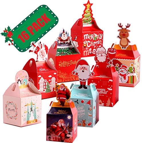 16 ארוז 3D קופסאות חג מולד קטנות Goody Candy Candy נייר עוגיות פינוק קופסא מסיבת תיקים לטובת חג חג המולד